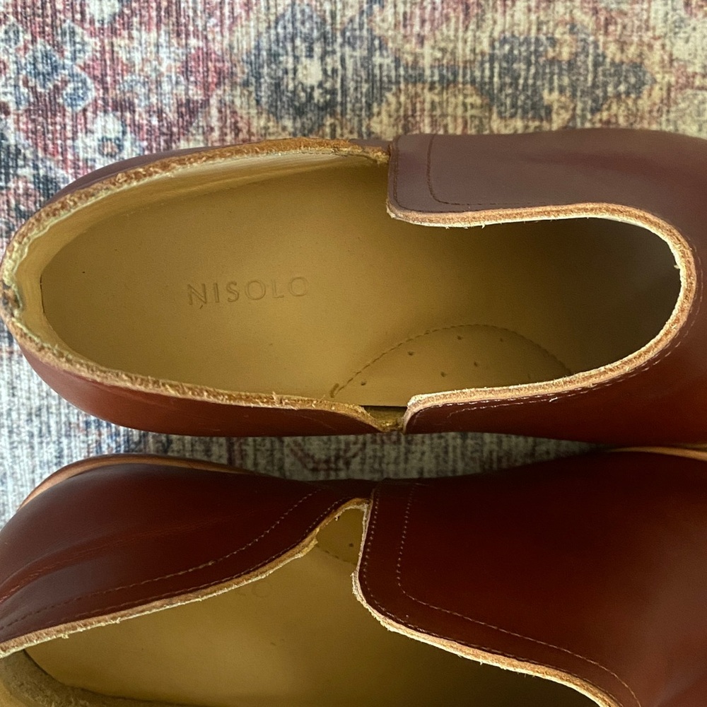 Nisolo Chestnut 100% Leather Heel Boots Slip On Like New - Picture 5 of 9